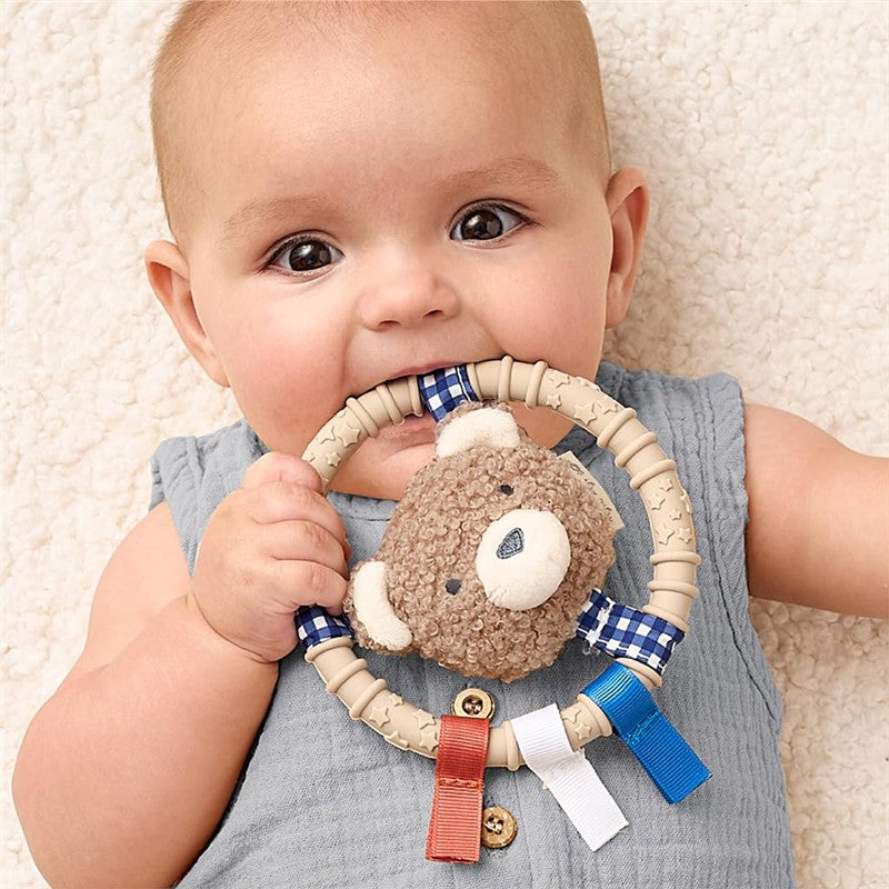 Itzy Ritzy Silicone Teething Ring with Plush Character - Bear Image 2