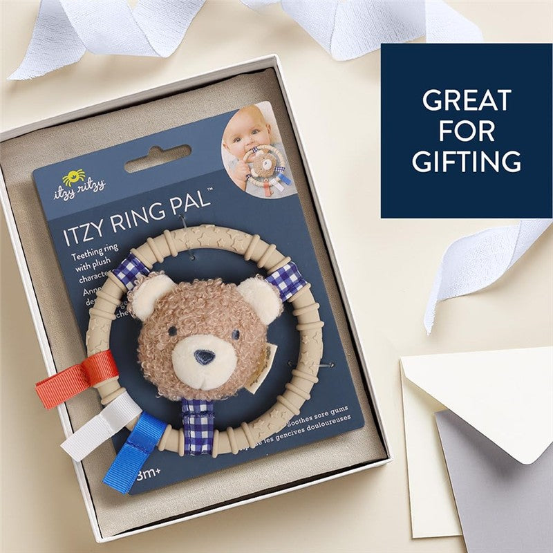 Itzy Ritzy Silicone Teething Ring with Plush Character - Bear Image 6