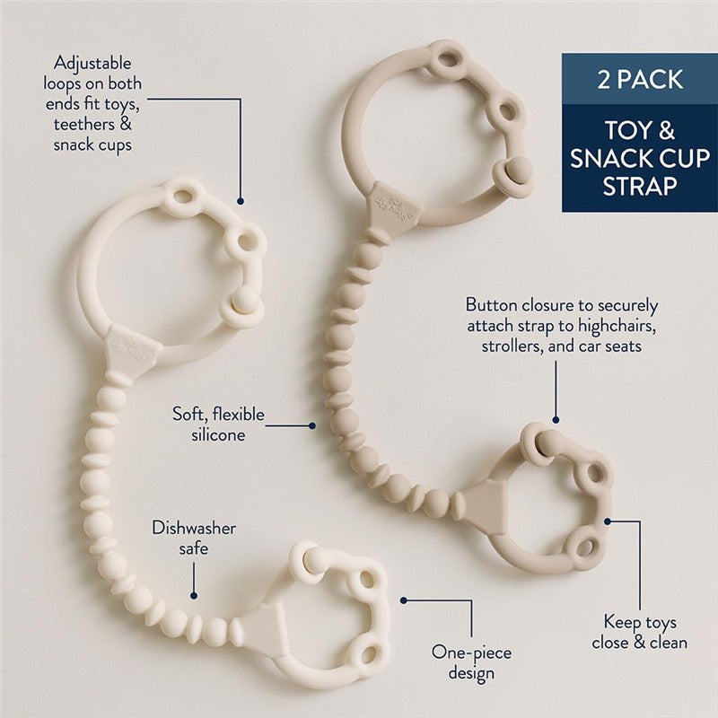 Itzy Ritzy Strap Pack Silicone Toy & Snack Cup Straps 2-Pack - Toast & Buttercream Image 4