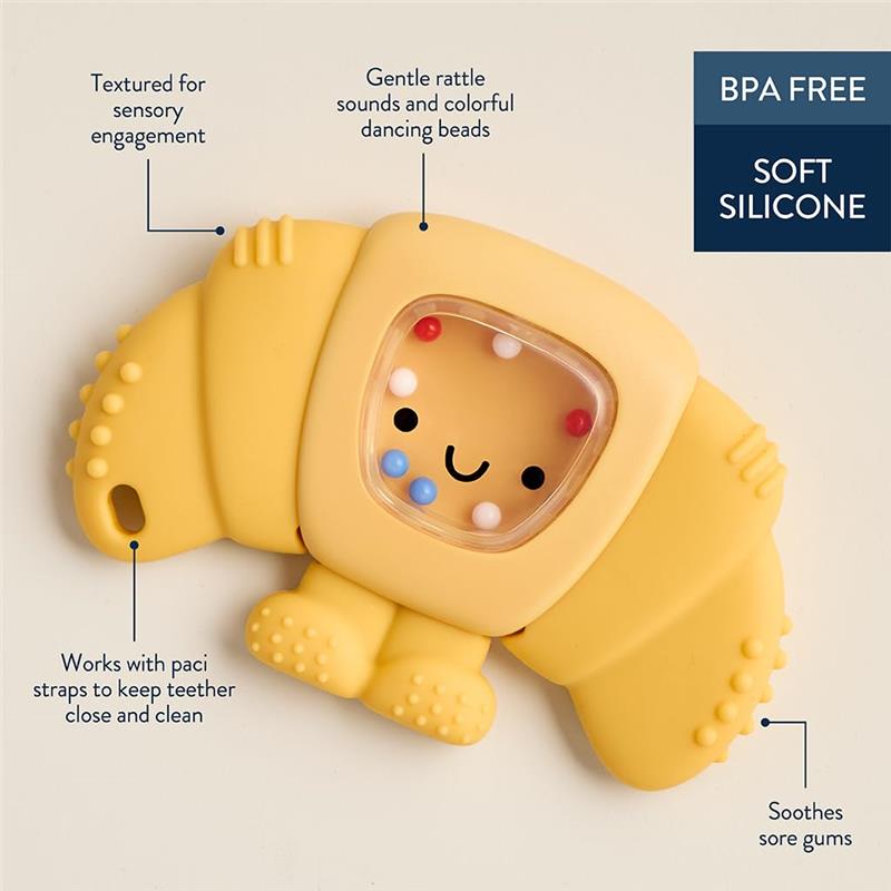 Itzy Ritzy - Sweetie Shake Plus™ Teething + Rattle Toy, Croissant Image 3