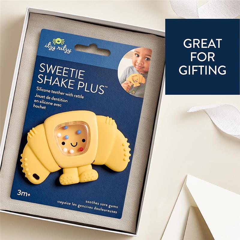 Itzy Ritzy - Sweetie Shake Plus™ Teething + Rattle Toy, Croissant Image 5