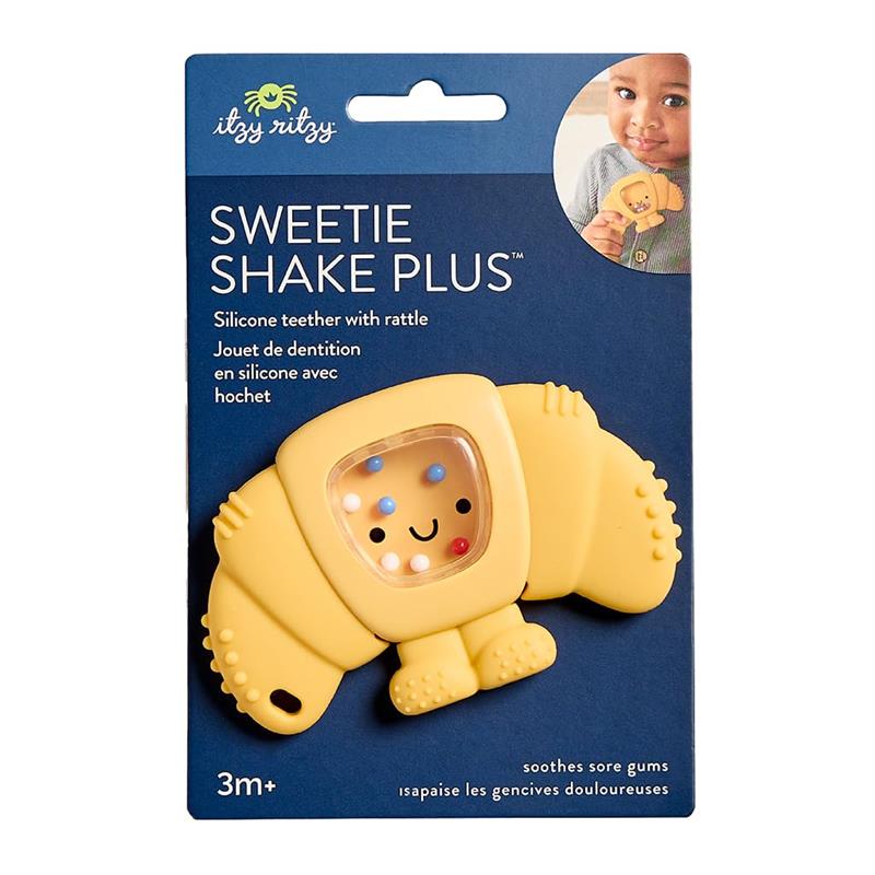 Itzy Ritzy - Sweetie Shake Plus™ Teething + Rattle Toy, Croissant Image 6