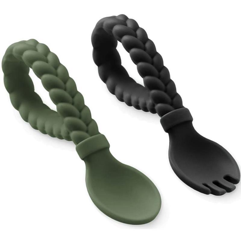 Itzy Ritzy Sweetie Spoons Silicone Baby Utensils Set Camo & Midnight Image 1