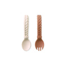 Itzy Ritzy Sweetie Spoons Slicone Baby Utensils Set Buttercream & Toffee Image 2