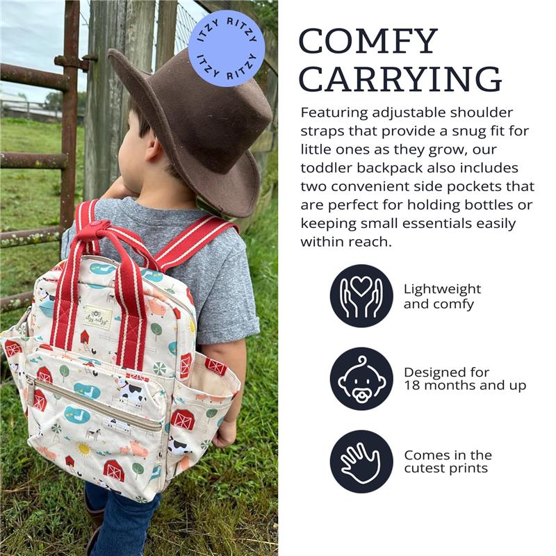 Itzy Ritzy - Toddler Backpack Daycare Bag, Farm Friends Image 4