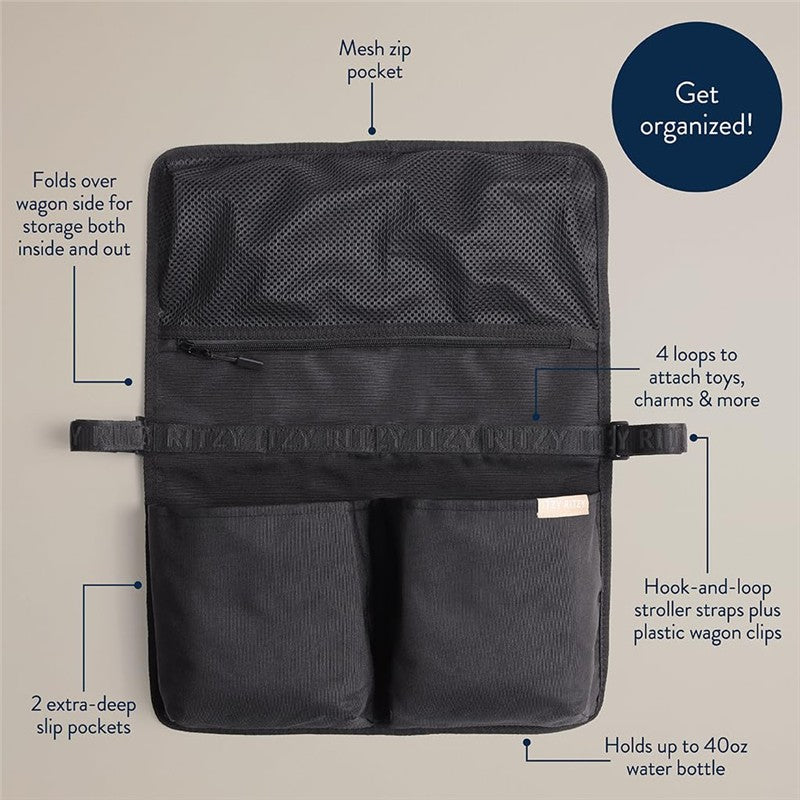 Itzy Ritzy Travel Organizer with 3 Pockets & 4 Toy Loops - Black Image 3