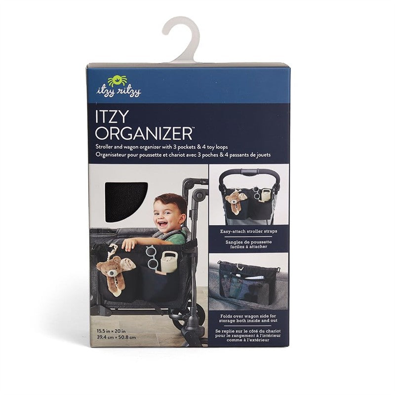 Itzy Ritzy Travel Organizer with 3 Pockets & 4 Toy Loops - Black Image 9