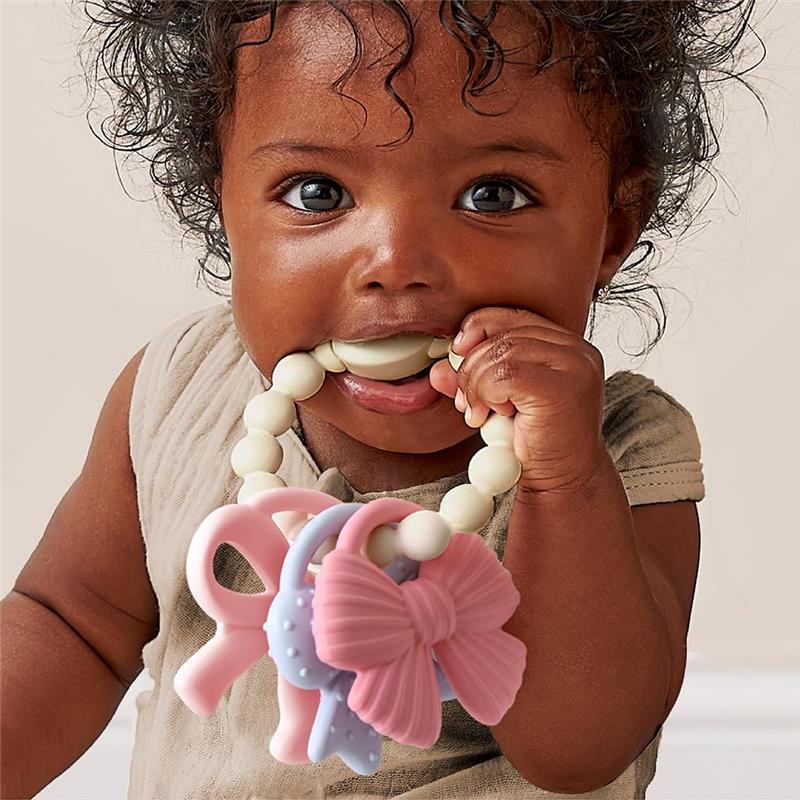 Itzy Ritzy Trio™ Multi-Textured Silicone Teether Bows Image 2
