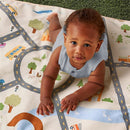 Itzy Ritzy Wagon to Floor 2-in-1 Play Mat - Town Scene & Taupe Checkerboard Image 3