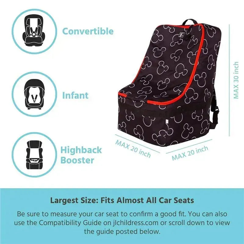 baby car seat travel backpack J.L. Childress Disney Baby Ultimate Backpack Padded Car Seat Travel Bag, Black