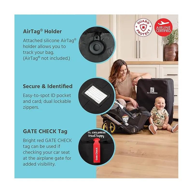 J.L. Childress - Elite Travel Bag For Doona, Padded, Black Image 5