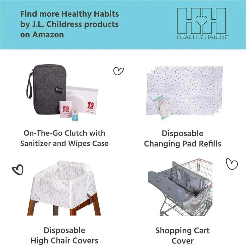 J.L. Childress - Healthy Habits, Baby Changing Pad BUNDLE, Extra-Large, Grey Image 2