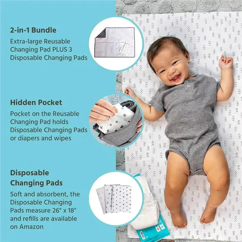 J.L. Childress - Healthy Habits, Baby Changing Pad BUNDLE, Extra-Large, Grey Image 3