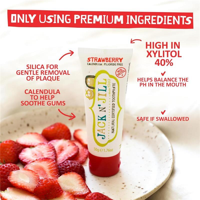 Jack N' Jill Natural Toothpaste Organic, Strawberry, 50g (1.76 oz) Image 2