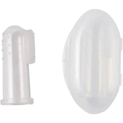 Silicone finger brush set featuring two brushes; one with soft bristles and the other smooth for effective cleaning.