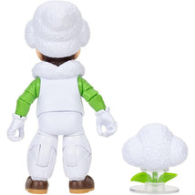Luigi figure from Jakks 5In Figures Wave 2, wearing a white outfit and fluffy hat, with a cloud accessory beside him.
