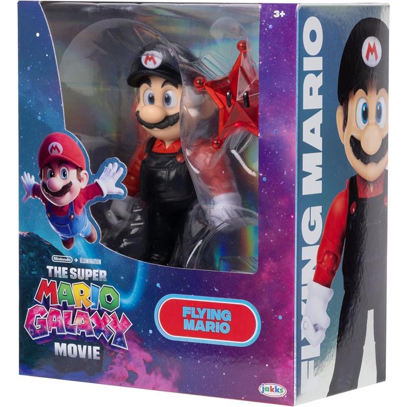 Jakks 5In Figures Wave 2 assortment features Flying Mario, a detailed action figure with a star accessory, suitable for ages 3+.