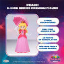5-inch Princess Peach figure featuring realistic acrylic eyes, 10 points of articulation, and an open/closed parasol accessory.