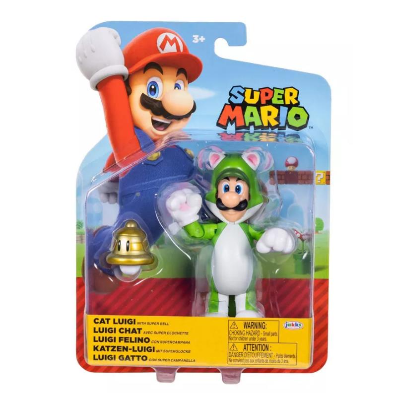 Jakks Nintendo Super Mario 4 Inch Cat Luigi With Bell Figure Wave 49 Action Figure