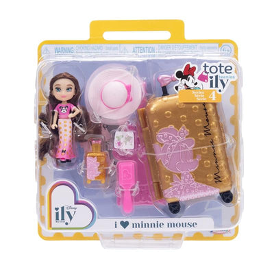 Jakks Pacific Disney ILY 4ever Tote-ILY Teenies set featuring a Minnie Mouse inspired doll, suitcase, and accessories.
