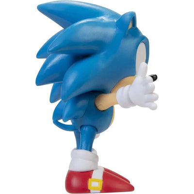 Sonic the Hedgehog action figure from Jakks, featuring blue spiky hair, red shoes, and a hand gesture.