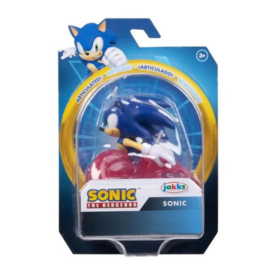 Sonic the Hedgehog 2.5-inch figure by Jakks, featuring blue character with articulated limbs in packaging.
