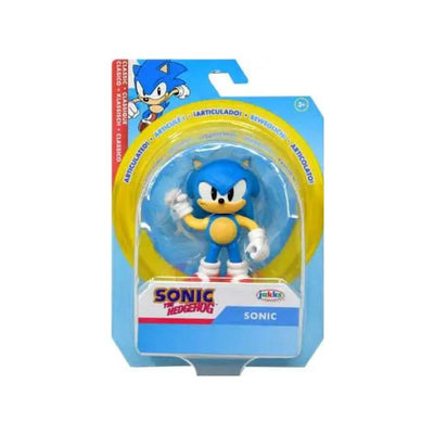 Sonic the Hedgehog action figure from Jakks, featuring a blue character with yellow belly and white gloves, in packaging.