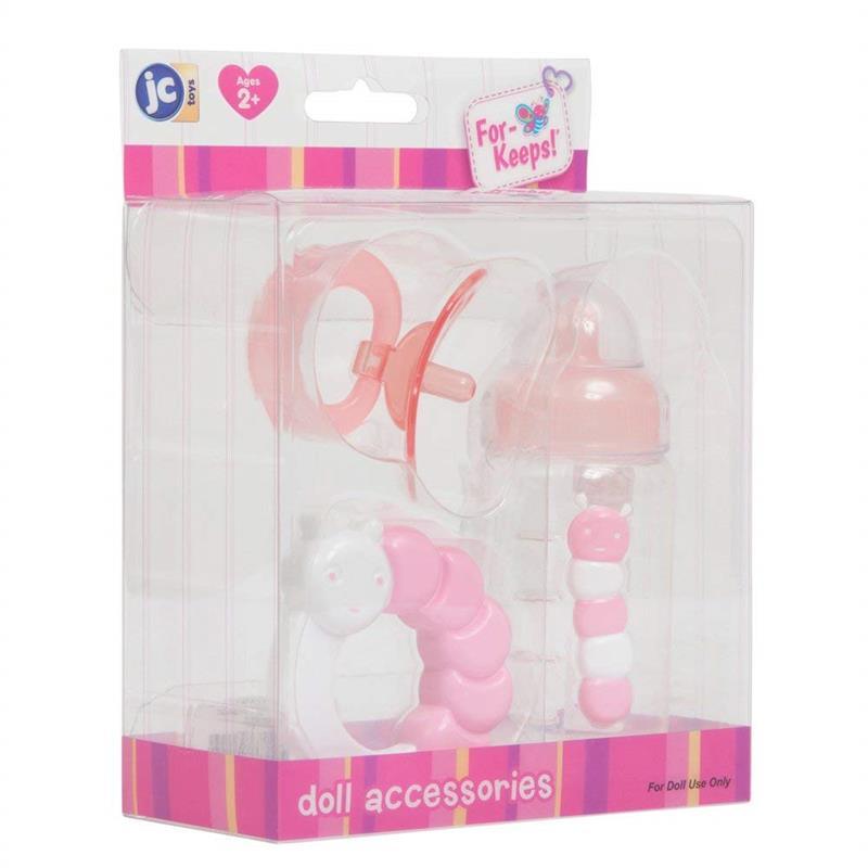 Jc Toys 3-Piece Pink Bottle And Rattle Set Image 2