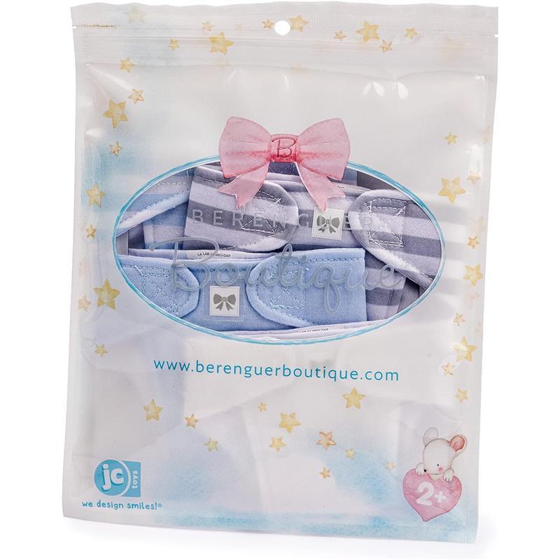JC Toys - Baby Doll Washable and Reusable Eco Diapers, 4 Pack Fits Dolls 14 to 18, Blue, White and Grey Image 4
