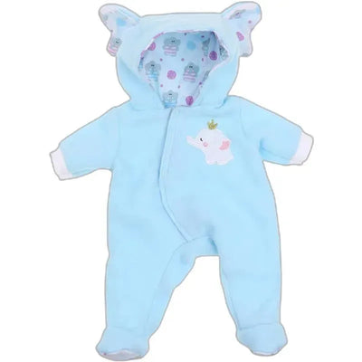 JC Toys - Berenguer Boutique Baby Doll Outfit, Blue Elephant Themed Hooded Onesie, Ages 2+  Image 1