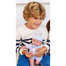 JC Toys Berenguer Boutique Baby Doll Outfit - Gray Overall Shorts with Blue Stripes Image 3