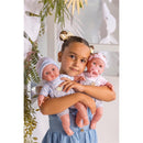 JC Toys Berenguer Boutique Baby Doll Outfit - Gray Overall Shorts with Pink Stripes Image 3