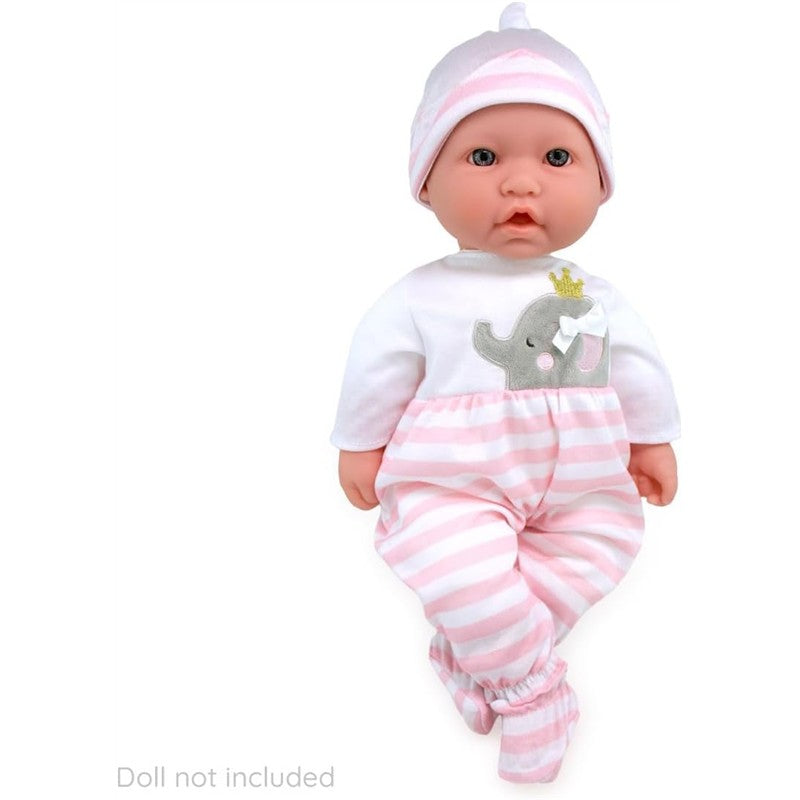 JC Toys Berenguer Boutique Baby Doll Outfit - Pink Striped Long Onesie Image 2