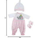 JC Toys Berenguer Boutique Baby Doll Outfit - Pink Striped Long Onesie Image 4