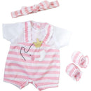 JC Toys Berenguer Boutique Baby Doll Outfit - Pink Stripes and White Overall Shorts Image 2
