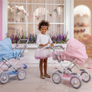 JC Toys Berenguer Boutique Deluxe Foldable Baby Doll Stroller with Canopy - Pink Image 2