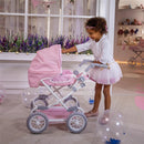 JC Toys Berenguer Boutique Deluxe Foldable Baby Doll Stroller with Canopy - Pink Image 4
