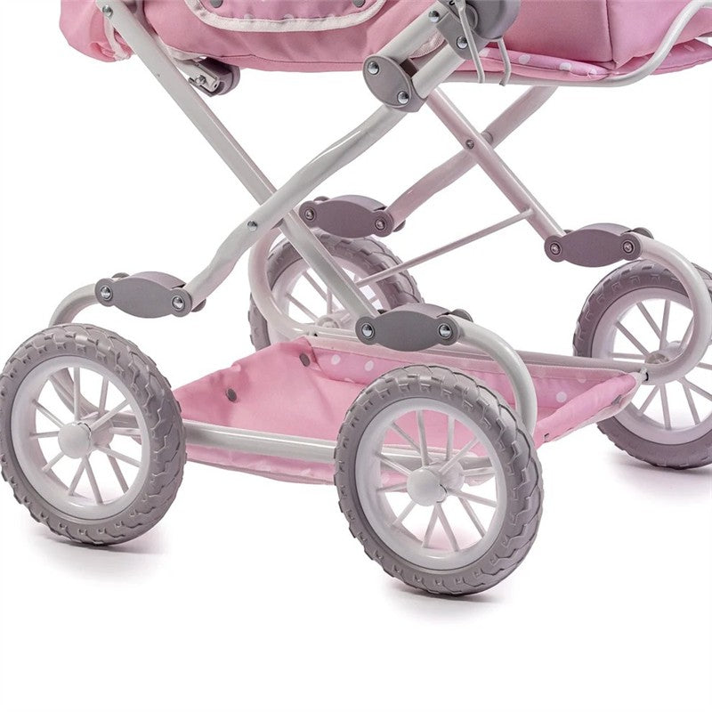 JC Toys Berenguer Boutique Deluxe Foldable Baby Doll Stroller with Canopy - Pink Image 5
