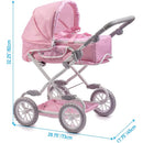 JC Toys Berenguer Boutique Deluxe Foldable Baby Doll Stroller with Canopy - Pink Image 7