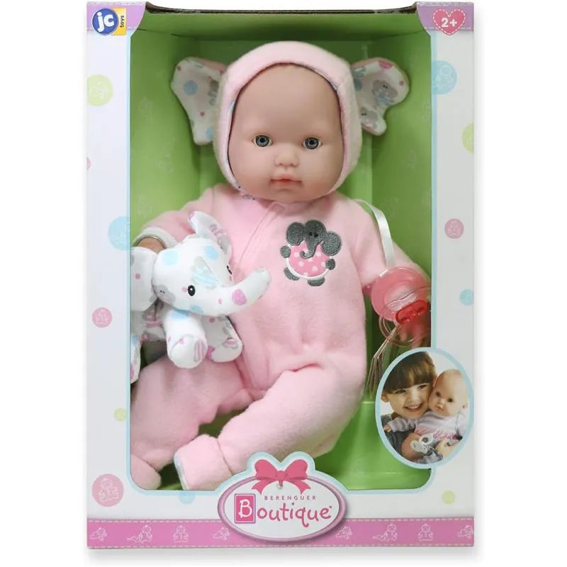 Jc Toys - Berenguer Boutique Soft Body Baby Doll Open/Close Eyes. Animal Theme Pink. Window Box Image 2