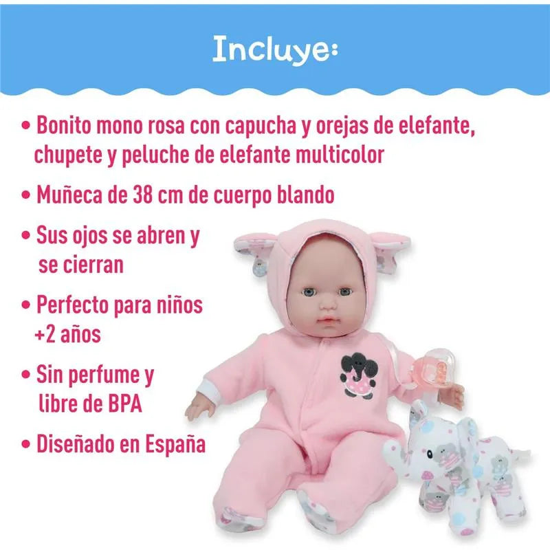 Jc Toys - Berenguer Boutique Soft Body Baby Doll Open/Close Eyes. Animal Theme Pink. Window Box Image 4