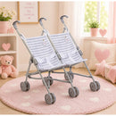 JC Toys Berenguer Boutique Twin Umbrella Baby Doll Stroller - Gray Image 2