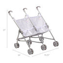 JC Toys Berenguer Boutique Twin Umbrella Baby Doll Stroller - Gray Image 3