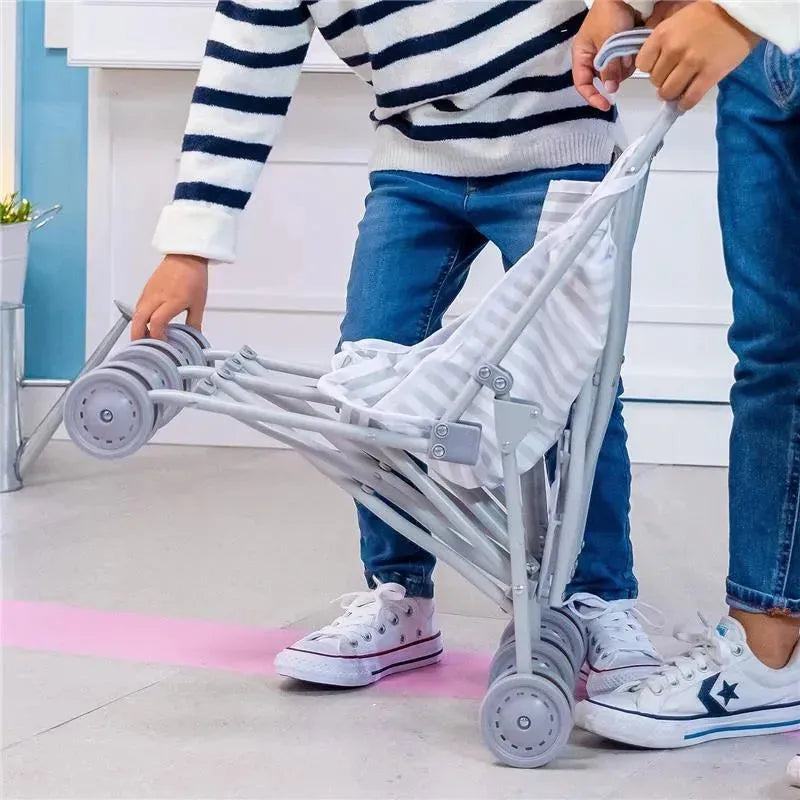 JC Toys - Berenguer Boutique Twin Umbrella Baby Doll Stroller, Gray, Ages 2+  Image 4