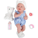 JC Toys La Newborn All-Vinyl Baby Doll Blue Onesie & White Cat Theme with Animal Friend Image 5