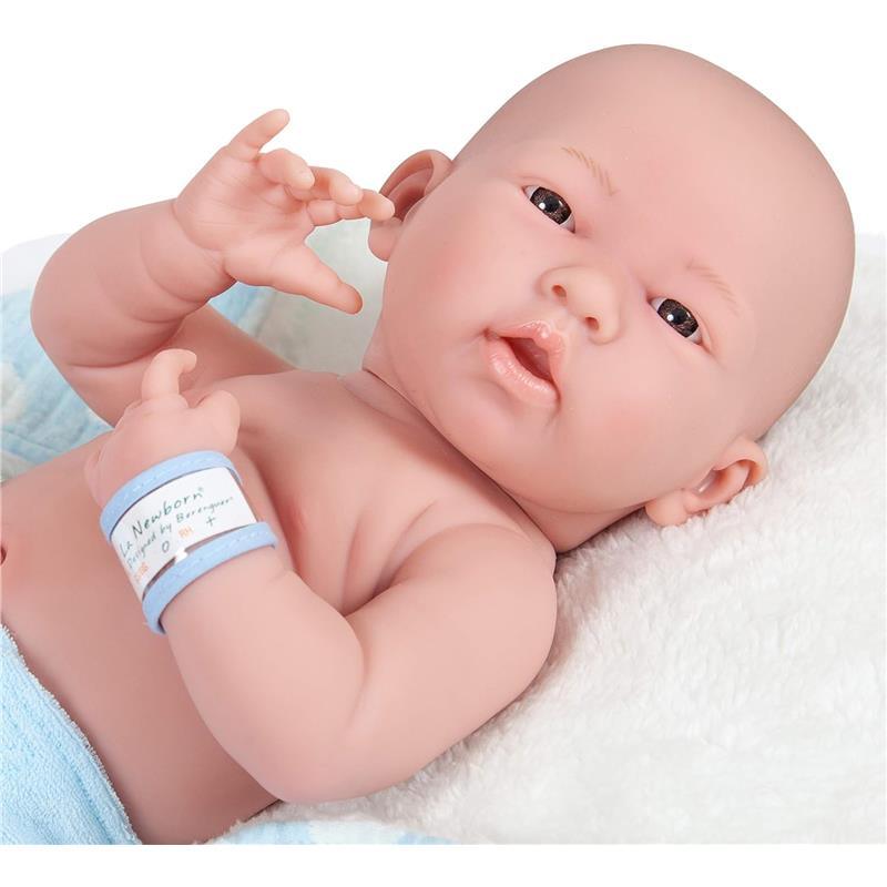 JC Toys - La Newborn All-Vinyl-Anatomically Correct Real Boy 15, Designed by Berenguer, Blue with Dots Image 4