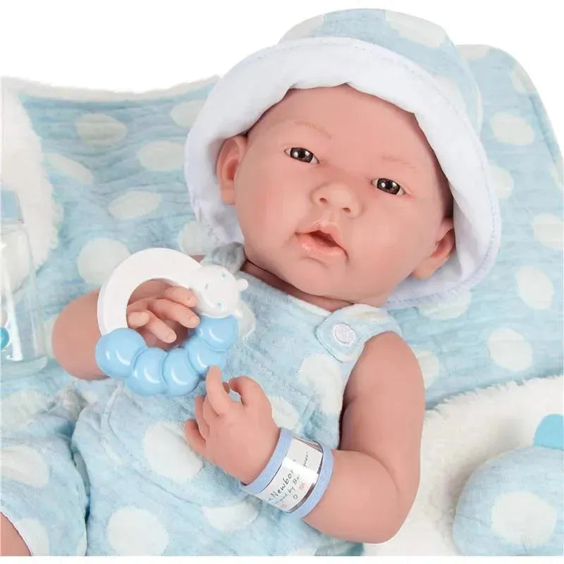 JC Toys - La Newborn All-Vinyl-Anatomically Correct Real Boy 15, Designed by Berenguer, Blue with Dots Image 6
