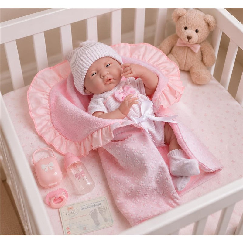 JC Toys La Newborn Soft Body Boutique Baby Doll - 15.5-Inch Pink Image 2