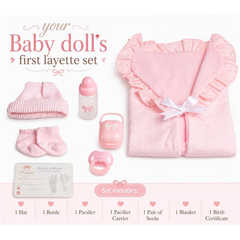 JC Toys La Newborn Soft Body Boutique Baby Doll - 15.5-Inch Pink Image 6