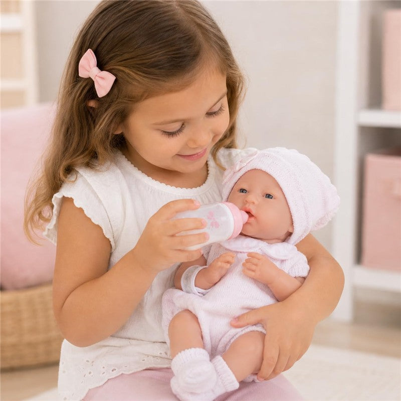 JC Toys La Newborn Real Girl Baby Doll Pink Knit Outfit & Accessories Image 9